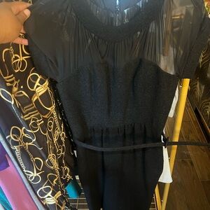 Oscar de la Renta Black Dress with Sheer Sleeves